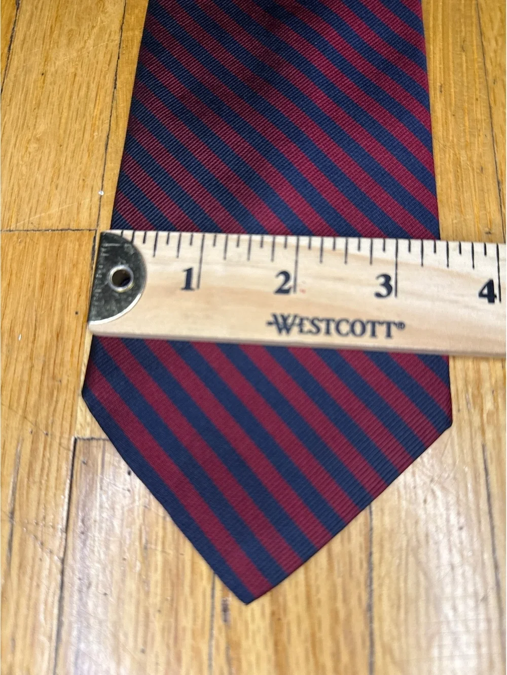 Vintage Brooks Brothers Makers All Silk Tie USA Navy Burgundy Stripe 3.5”